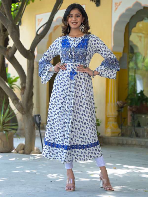 Myntra white anarkali shop