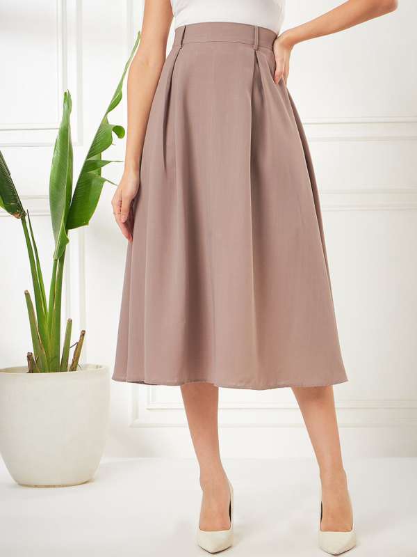 Khaki Solid Skirt Buy Khaki Solid Skirt online in India