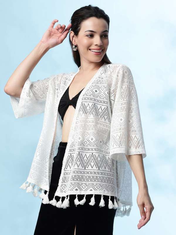 White embroidered shrug cheap