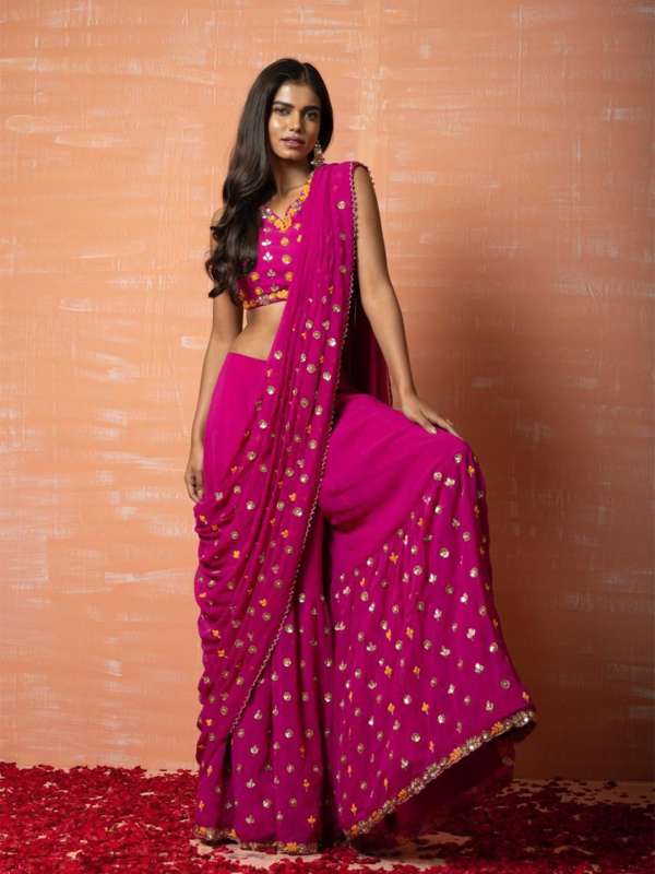 Ruffle Palazzo Saree Buy Ruffle Palazzo Saree online in India