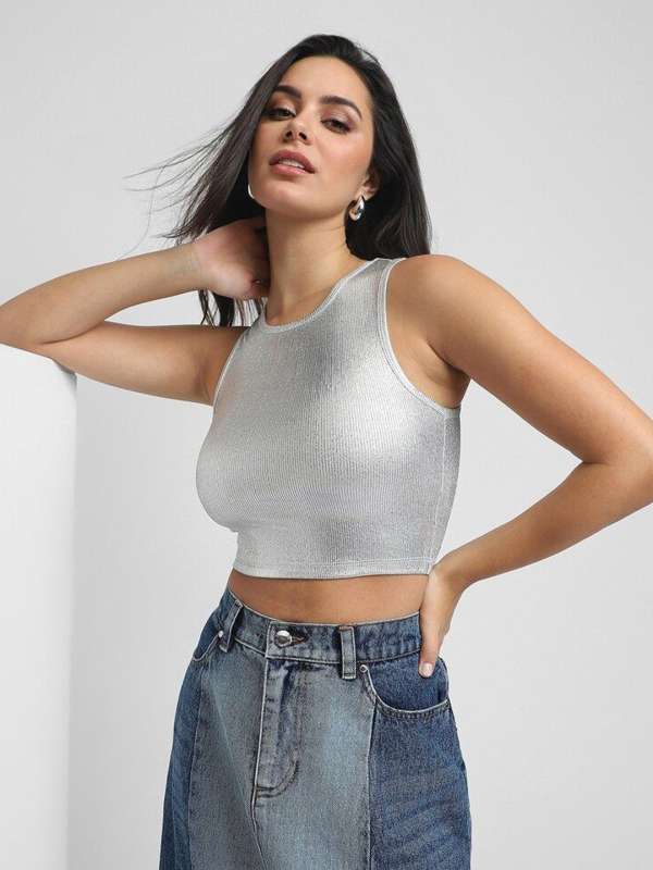 Forever 21 Silver Tops Buy Forever 21 Silver Tops online in India
