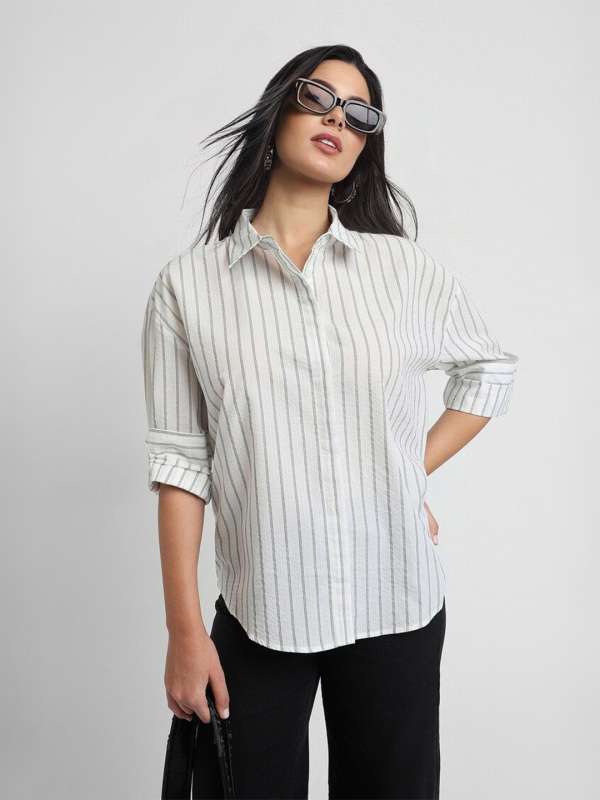 Black and white striped shirt forever 21 clearance