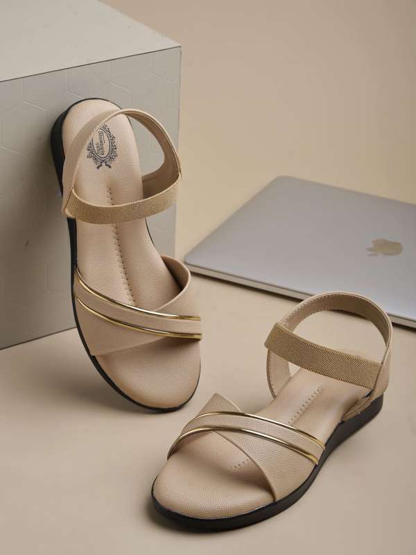 Ladies beige wedge sandals clearance