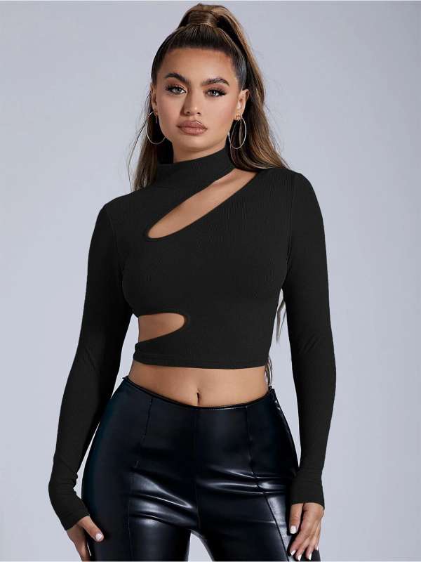 Nike black choker crop top online