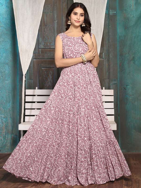 Mauve color long dress cheap