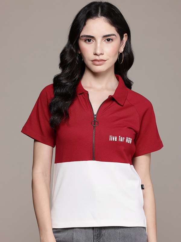 Red and white polo t shirt cheap