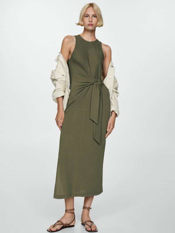 Knotted tulip hem midi dress best sale
