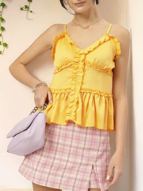 Yellow strappy top cheap