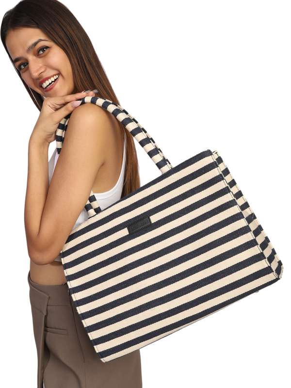 Striped handbags online cheap