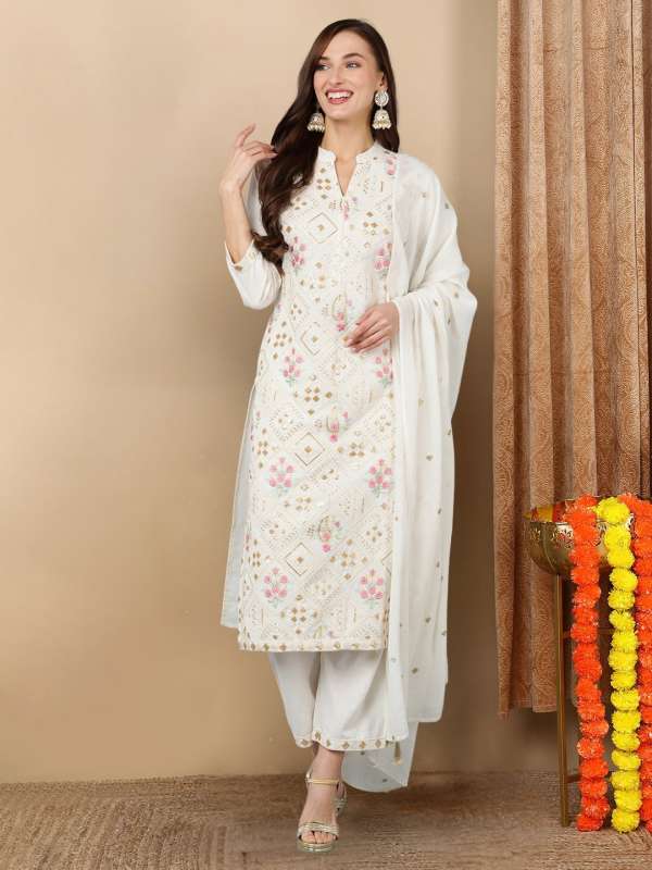 Women White Dupatta Kurtas And Salwar Suit Buy Women White Dupatta Kurtas And Salwar Suit online in India