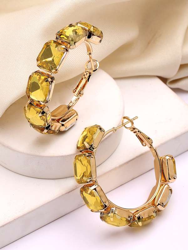 Yellow Earrings Buy Trendy Yellow Earrings Online in India Myntra