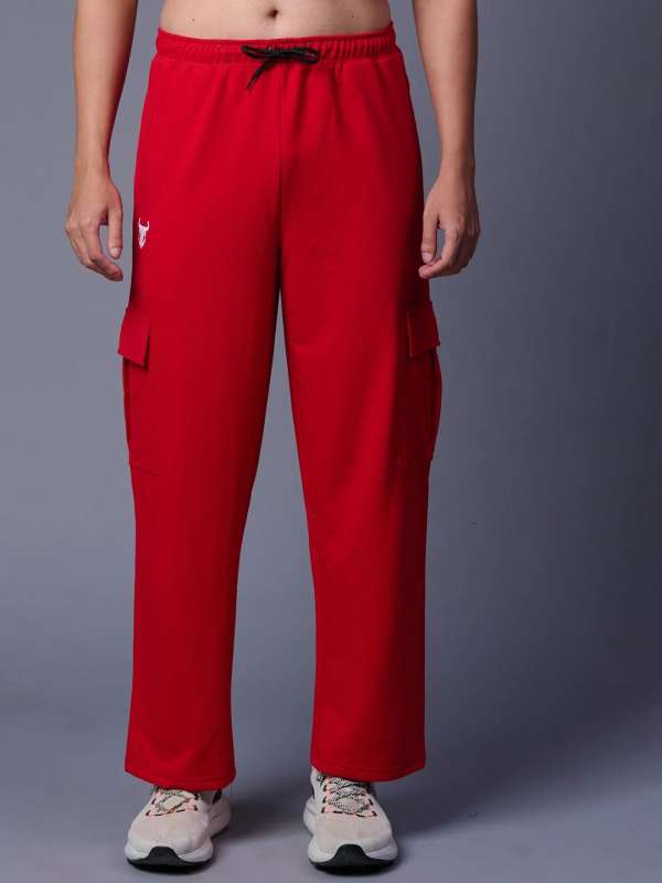 Red cargo trousers mens top