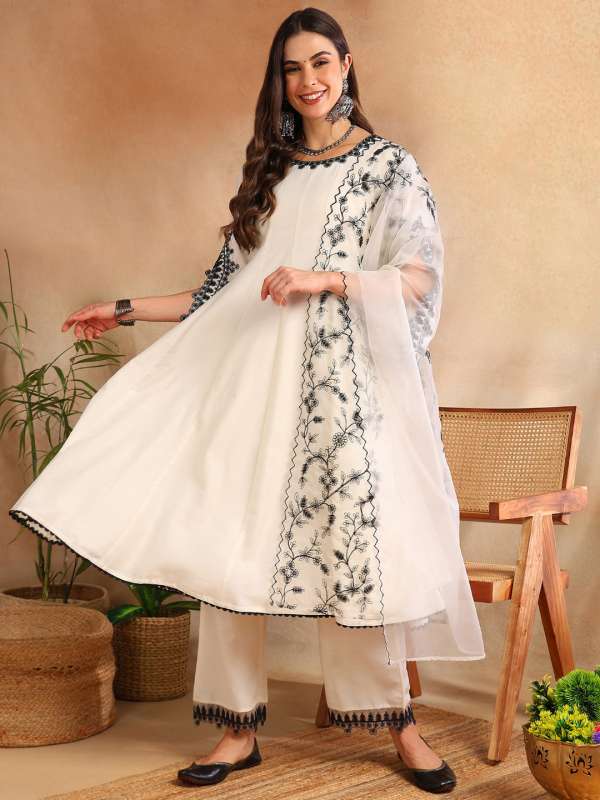 White anarkali myntra discount
