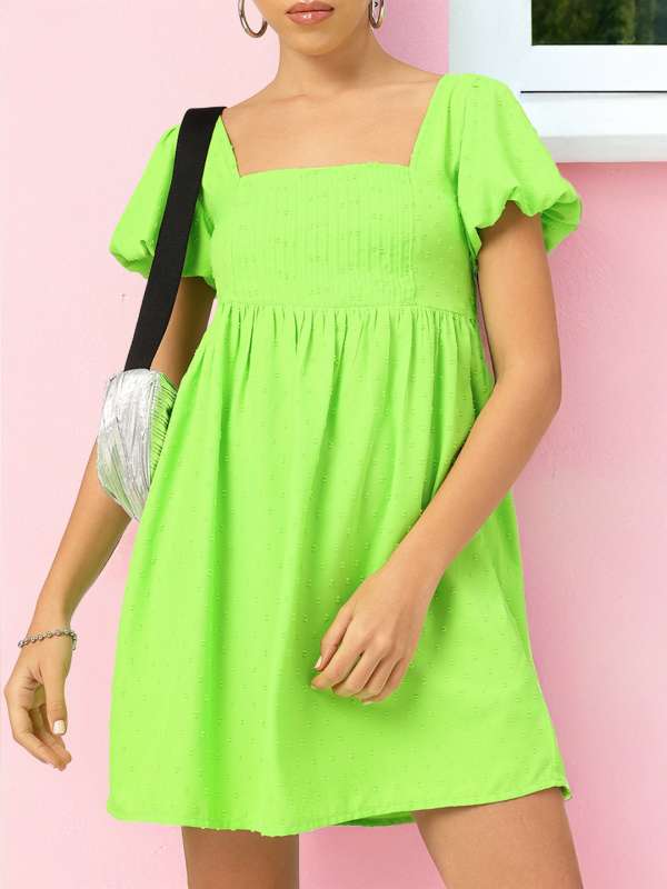 Dressberry Fluorescent Green Dresses Buy Dressberry Fluorescent Green Dresses online in India
