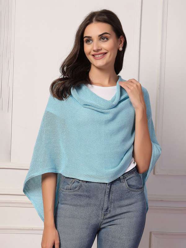 Blue Solid Waterfall Shrug Buy Blue Solid Waterfall Shrug online in India