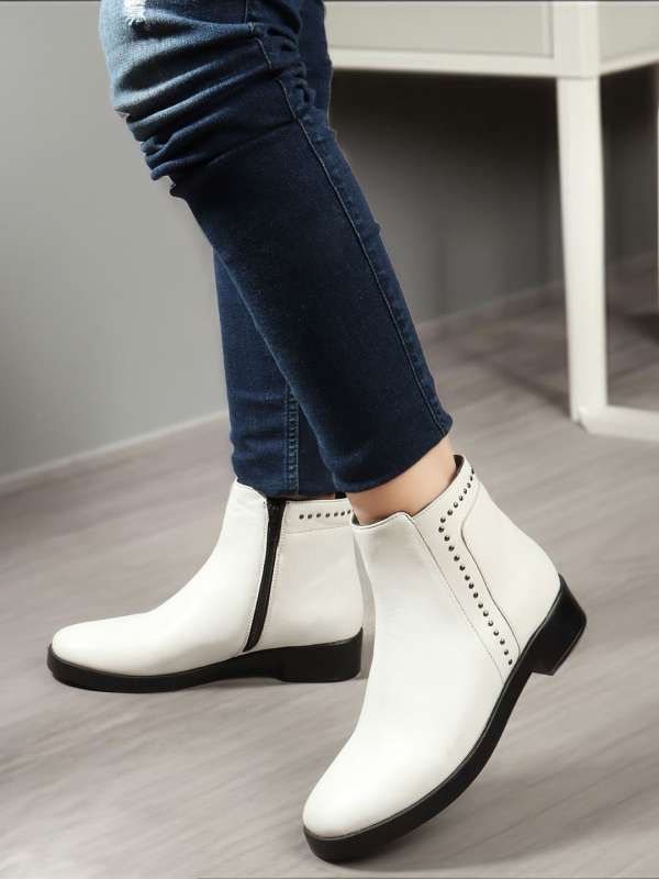 Women White Flat Boots Buy Women White Flat Boots online in India