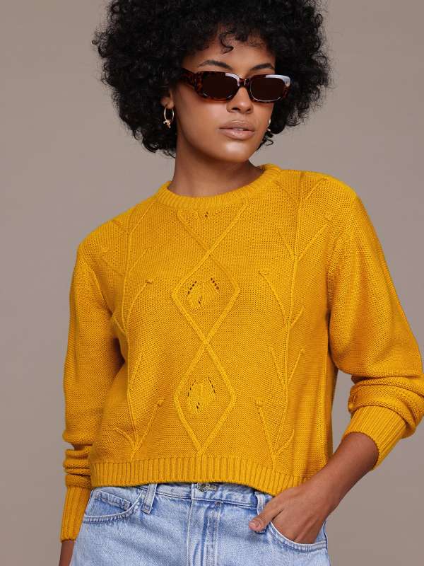 Yellow Sweaters Buy Trendy Yellow Sweaters Online in India Myntra