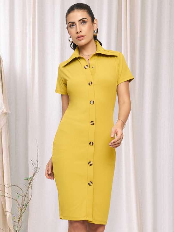 Yellow Knee Length Dress Buy Yellow Knee Length Dress online in India