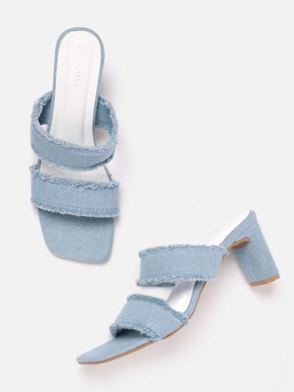 Denim heels online shop