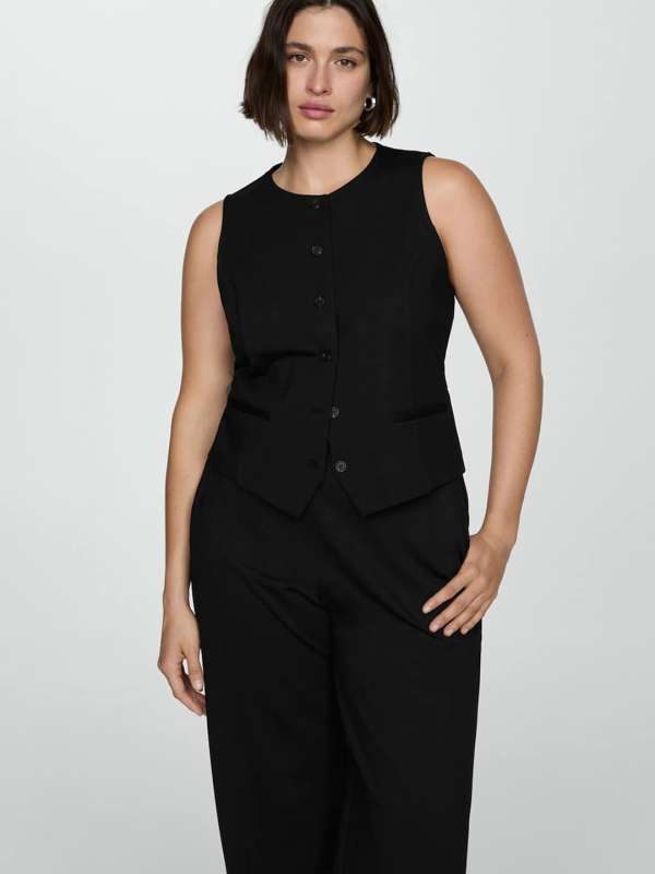 Black slim fit waistcoat shop