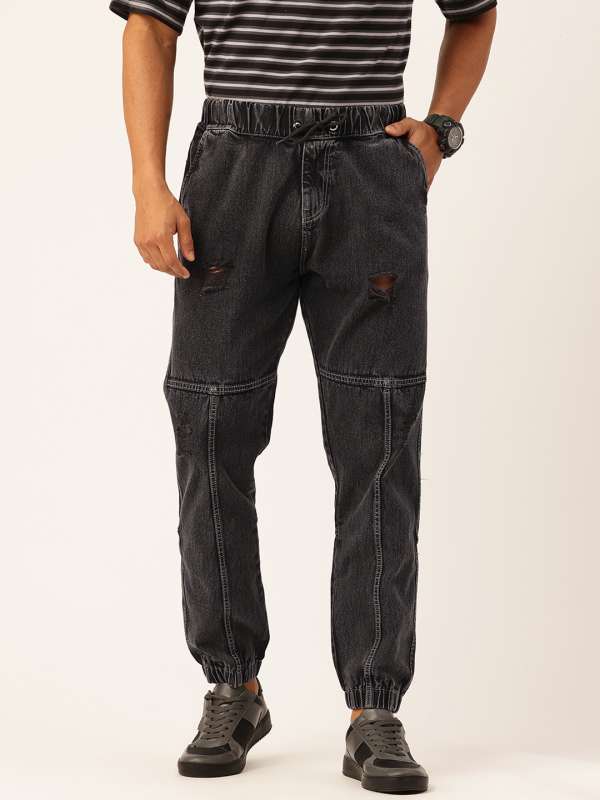 Black ripped joggers mens deals