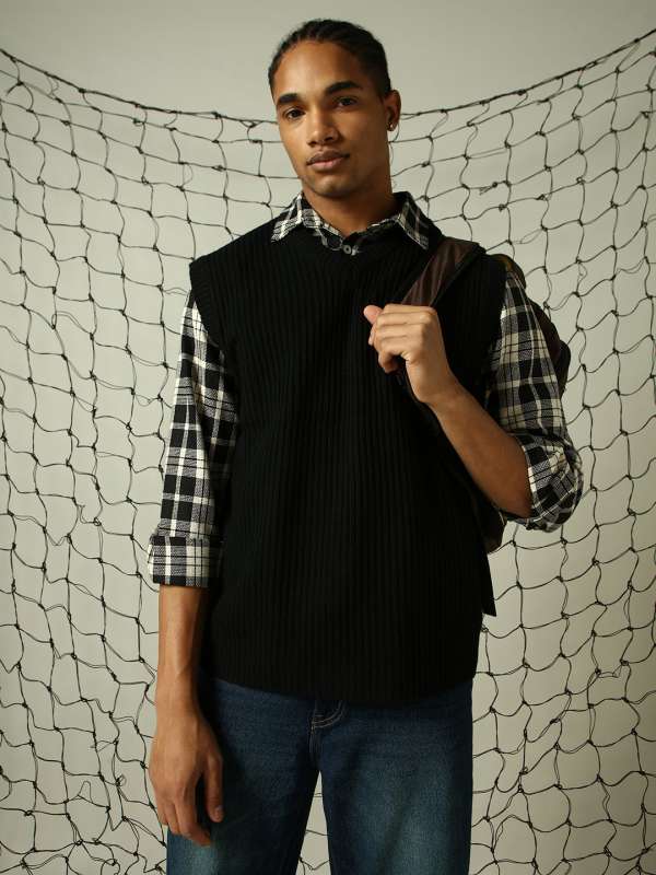 Black sweater vest mens online