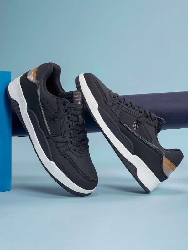 Navy blue and red sneakers online