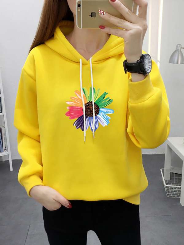 Yellow sweatshirt ladies best sale