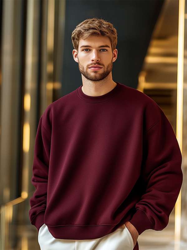 Men Solid Maroon Sweatshirts Buy Men Solid Maroon Sweatshirts online in India
