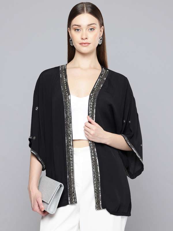 Black embellished shrug discount