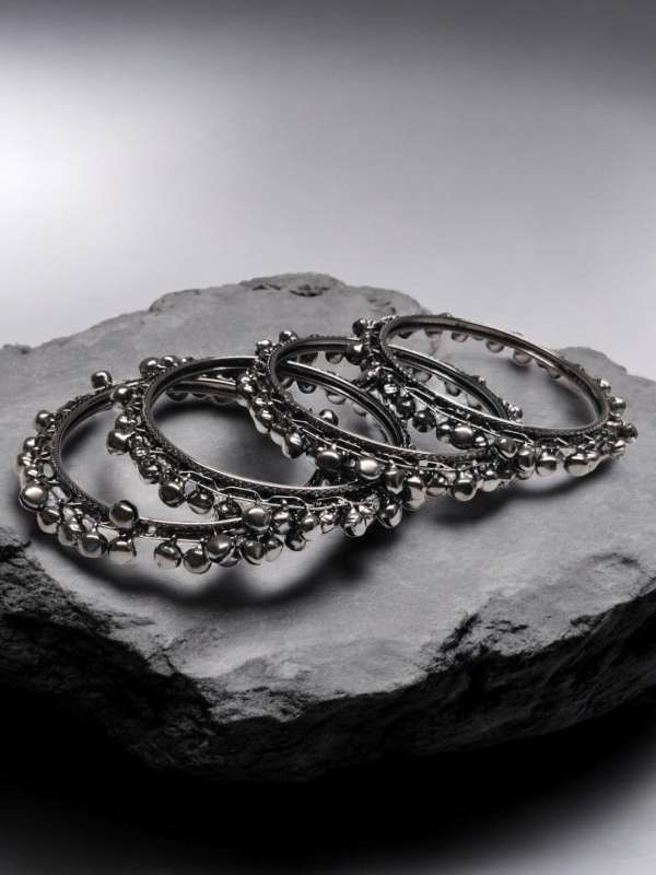 Silver bangles with ghungroo store