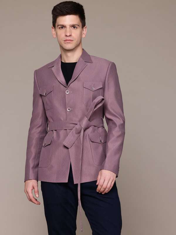 Mens blazer with belt hotsell