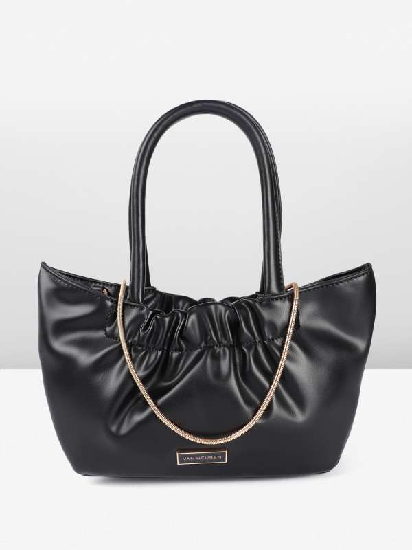 Black handbag with gold chain strap online