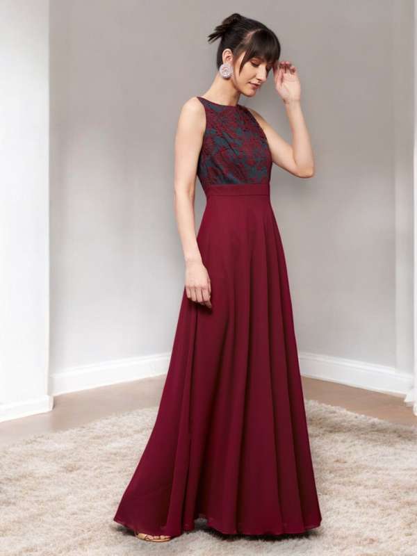 Maroon dresses online clearance