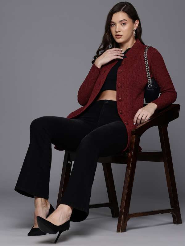 Maroon colored sweaters store