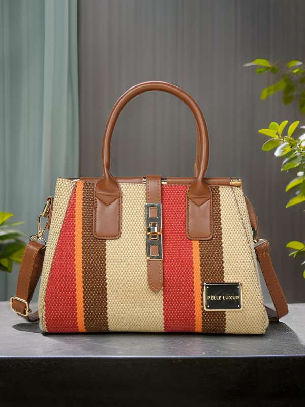 Striped handbags online top