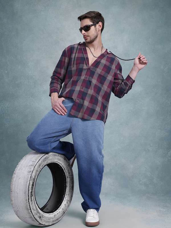 Hooded Checked Shirts - Buy Hooded Checked Shirts online in India