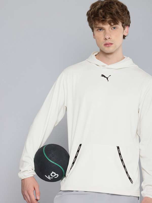 Mens white puma hoodie clearance