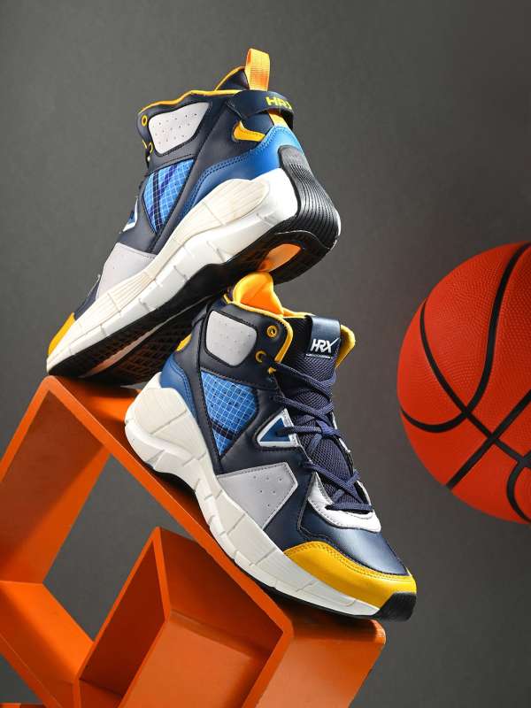 Navy blue and orange basketball shoes outlet