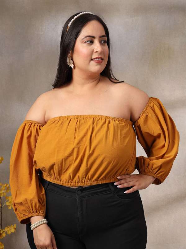 yellow off the shoulder top plus size
