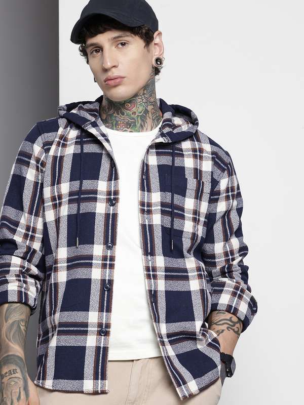 Hooded Checked Shirts - Buy Hooded Checked Shirts online in India