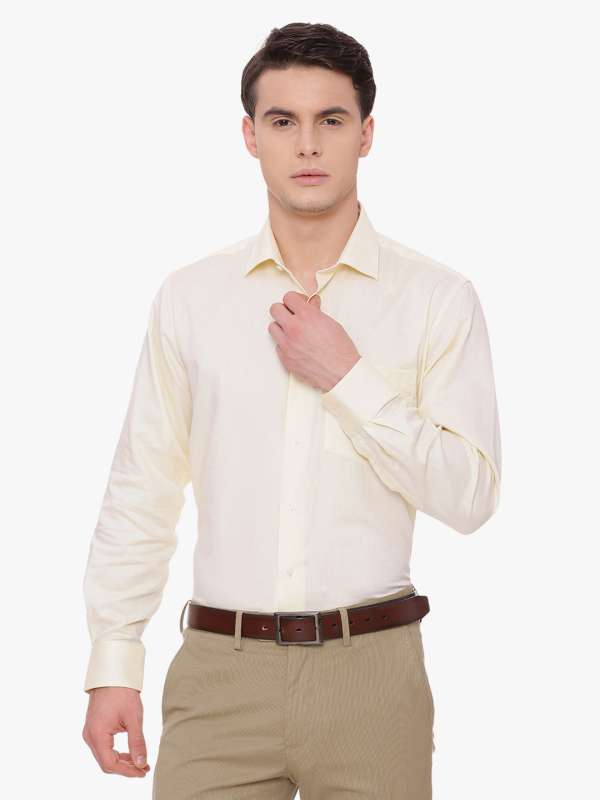 Van Heusen cotton light yellow stripe shirt - G3-MFS11870