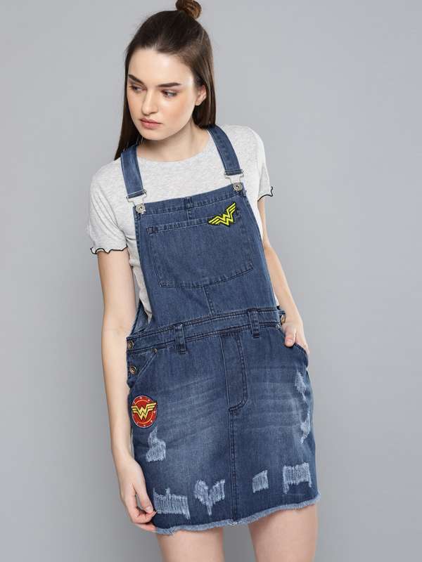 denim one piece myntra