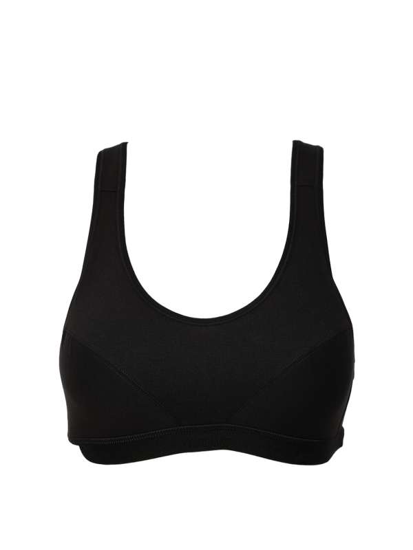 Women's Wirefree Padded Microfiber Elastane Stretch Full Coverage Sports  Bra with Optional Racer Back Styling and Stay Dry Treatment - Black