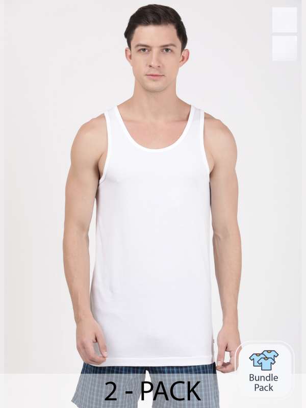Buy White Sleeveless Cotton Vest for Men online in India SizeKurta 38 Color  White