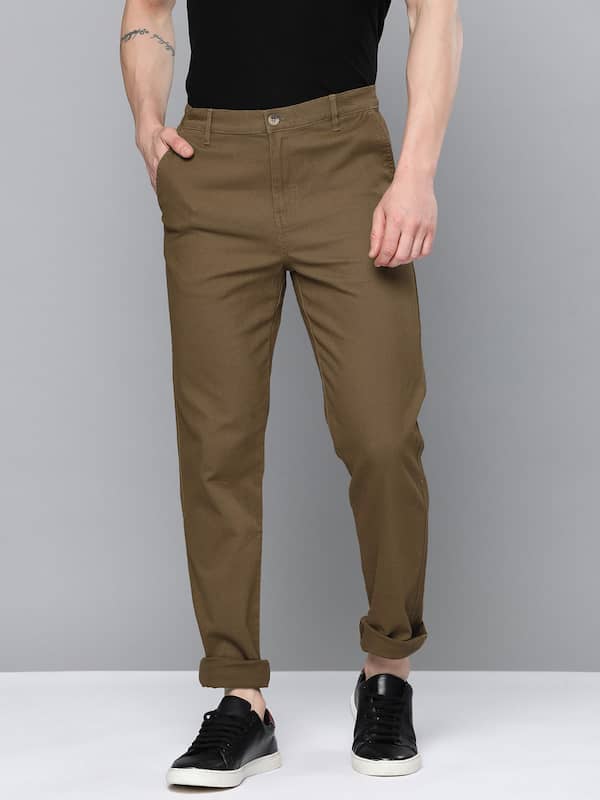 Casual Wear Mens Khaki Color Cotton Pant, Design/Pattern: Plain, Machine  And Hand Wash