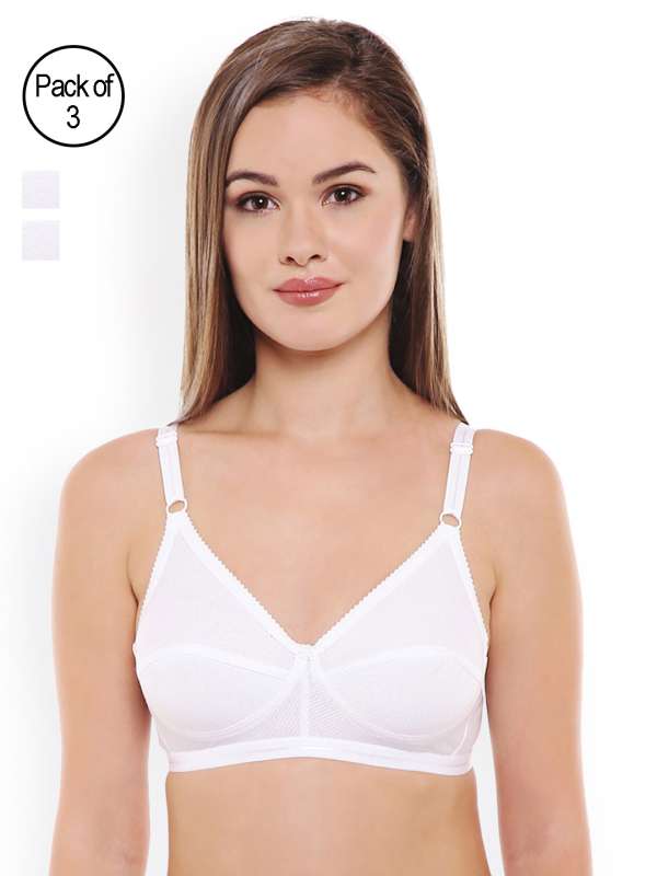BODYCARE Pack of 3 White Solid Mystique Bra with Elastic Straps
