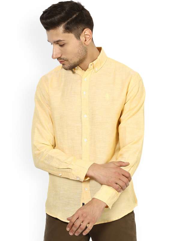 Mens yellow sales casual shirts
