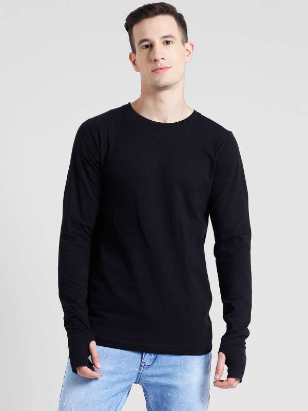 Full Sleeves Plain Black Tshirts Buy Full Sleeves Plain Black Tshirts online in India