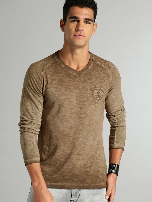 V Neck Long Sleeve Tshirts For Men 